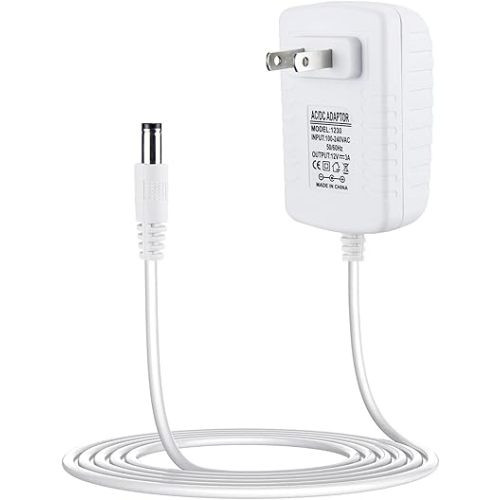 Cable de alimentación de repuesto de 12V 3A para 4moms mamaRoo 4, RockaRoo Baby Swing, adaptador de CA cargador blanco