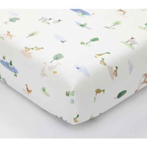 Rowan Ducks Organic Crib Fitted Sheet