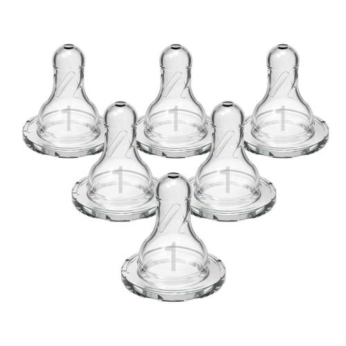 Dr. Brown's Natural Flow Level 1, Narrow Baby Bottle Nipple, Slow Flow, 0m+, 100% Silicone, 6 Pack