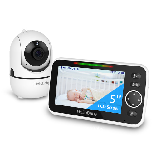 HelloBaby Baby Monitor-HB6550 5" Video Baby Monitor with Remote Pan-Tilt-Zoom Camera, Night Vision, 2-Way Talk, Temperature Sensor