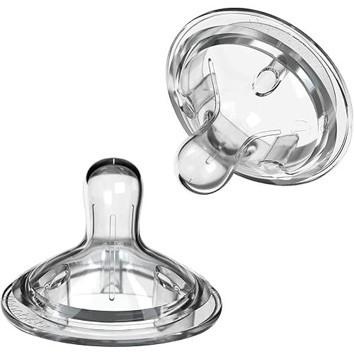 Nanobebe Nipples Baby Bottle Nipples, Silicone Nipple, Triple Vented, Ready to Use, 2-Pack, Slow Flow