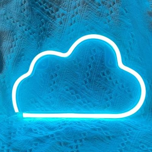 LED Cloud Neon Light for Wall Decor, Battery or USB Powered Sign Shaped Decoration Wall Lights for Bedroom Aesthetic Teen Girl Kid Room Christmas Birthday Wedding Party