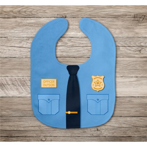 Police Shirt Baby Bib - police baby announcement - Cop Name Bib - Personalized Police Baby Boy Gift - Law Enforcement Baby - First Responder