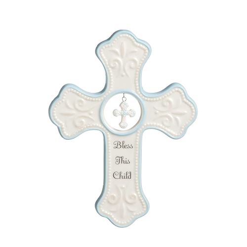 NAT and Jules Bless This Child Hanging Cross, Blue