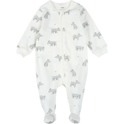 Rhino Print Cotton Print One-Piece Footed Pajamas