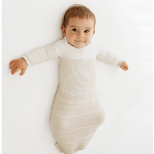 Swaddelini Bamboo Blend Beige Arms Out Long Sleeve Sleep Sack, Size: Small