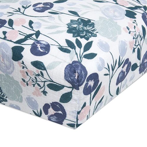 aden + anais Essentials Classic Crib Sheet, 100% Cotton Muslin, Super Soft & Breathable, Tailored Snug Fit, Country Floral