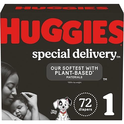 Huggies Special Delivery Hypoallergenic Baby Diapers Size 1 (up to 14 lbs), 72 Ct, Fragrance Free, Safe for Sensitive Skin