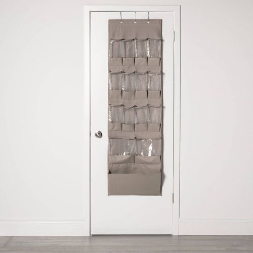 15 Pocket Over The Door Hanging Shoe Organizer Gray - Room Essentials™