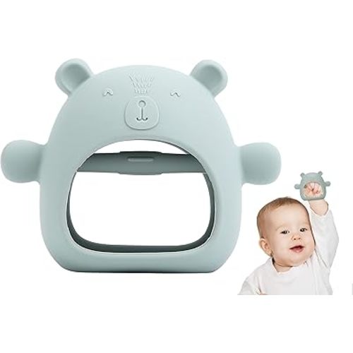 Bear Mitten Baby Teether, Anti-Drop Teething Toy for Babies 3+ Months, Silicone Teether for Teething Relief, Infant Toy for Sucking Needs, BPA Free, Blue