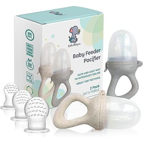 LittleWhispers Baby Fruit & Food Feeder Pacifier - Pacifier Feeders for Fresh Fruit or Frozen Breastmilk - Infant Teething Relief - Set of 2