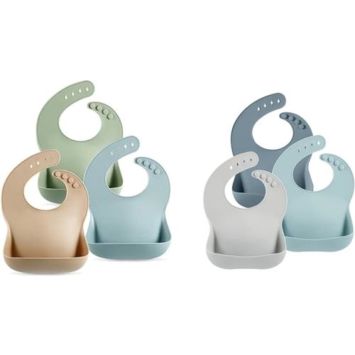 PandaEar Set of 6 Cute Silicone Bibs for Babies & Toddlers