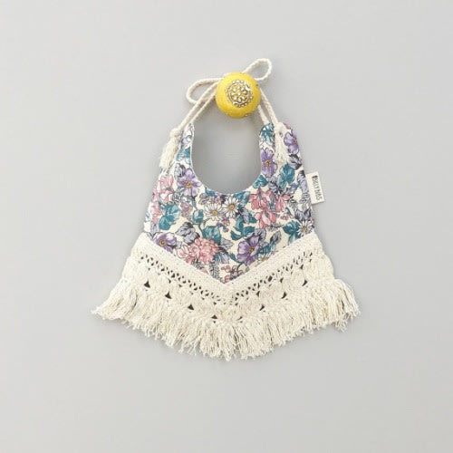 Amelia reversible Bib Baby bib Boho drool bib fringe bib
