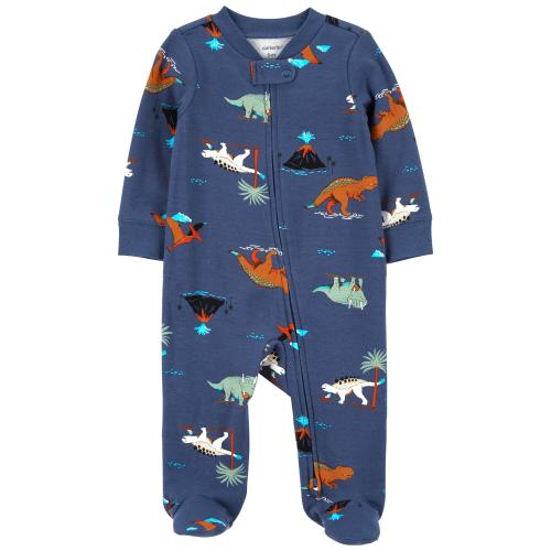 Baby Dinosaurs 2-Way Zip Cotton Sleep & Play Pajamas - NB - Style,Navy