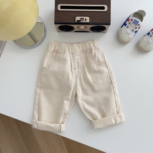 Baby Denim Solid Color Simple Pants - Apricot - 3-6m