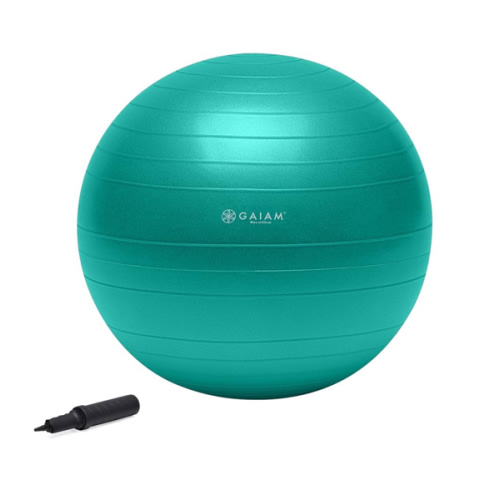 Gaiam Total Body Exercise Balance Stability Yoga Ball, Anti-Burst with Air Pump for Home, Office Chair, and Fitness - Various Sizes
