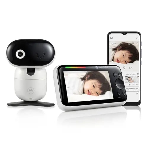 Motorola Nursery PIP1610 HD Connect Baby Monitor Camera, 5", WiFi, Wall Mount, 1080p, 1000ft Range, 2-Way Audio, Pan/Tilt/Zoom, Room Temp, Lullabies