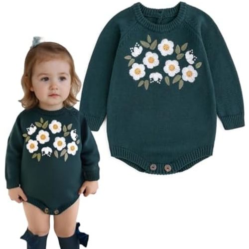 Simplee kids Baby Girls Kint Romper Fall Long Sleeve Rompers Newborn Baby Overall Jumpsuit Outfits