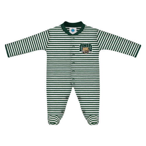 Ohio Bobcats Striped Footed Romper | College Baby