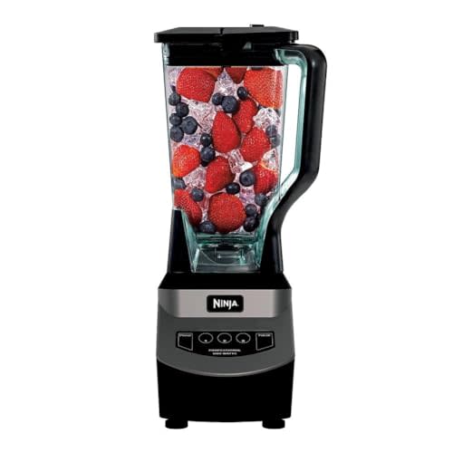 Ninja Blender, For-Smoothies, Salsa, Shakes, Slush, and-Frozen Drinks, Blender, Pitcher, and-Lid, Blender for-Kitchen, Crushes Ice, Fruit, and-Veggies, 1000-Watt, Dishwasher Safe, Black, NJ601AMZ