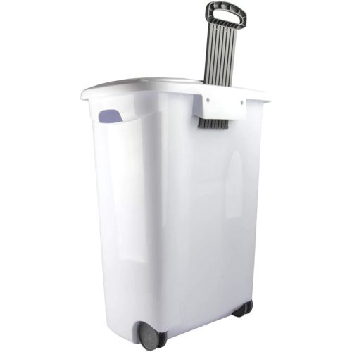 Sterilite Ultra Wheeled Laundry Hamper with Lid, Handle and Wheels for Easy Rolling of Clothes to and from The Laundry Room, Plastic, White, 1-Pack