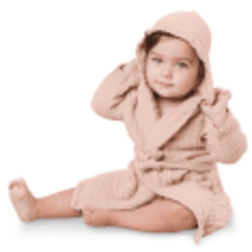 Comfy Cubs Muslin Bath Robe for Kids, (Blush) 6-12 Months - 100% Cotton, 4-Layer Absorbent Fabric