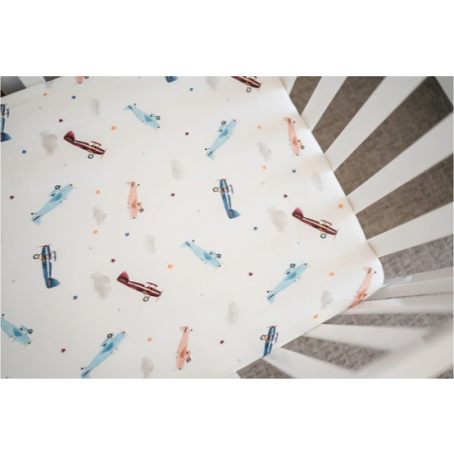 Bamboo Fitted Crib Sheet - Vintage Airplane
