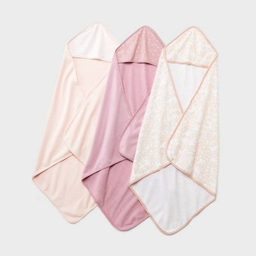 Baby 3pk Hooded Towel - Cloud Island™ Pink