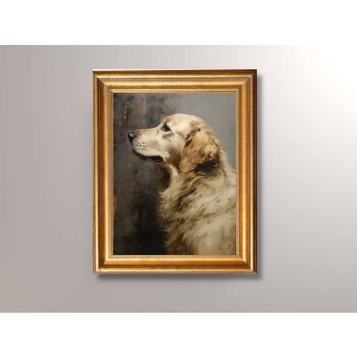 Vintage Golden Retriever Art Print, Golden Retriever Fine Art, Antique Art Print, Golden Retriever Print, Golden Retriever Painting