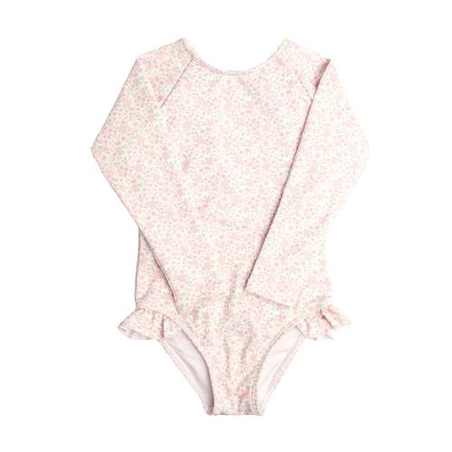 girls antique floral rashguard one piece 12m