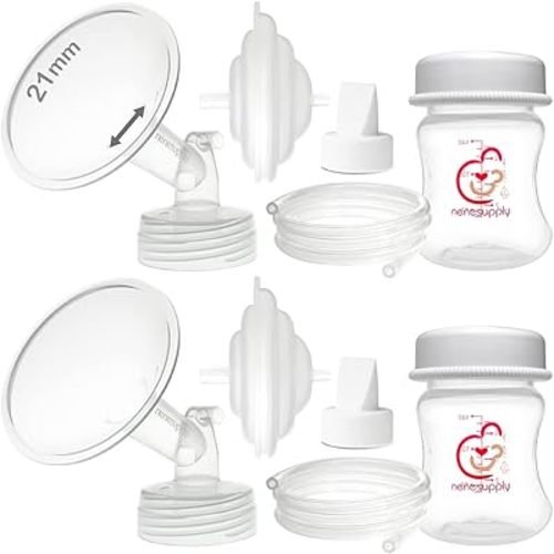 Nenesupply Pump Parts Compatible with Spectra S2 S1 9 Plus Breast Pump to Replace Spectra Pump Parts S2 Accessories Flange 21mm Duckbill Valve Tubing Pumping Bottles Backflow Protector
