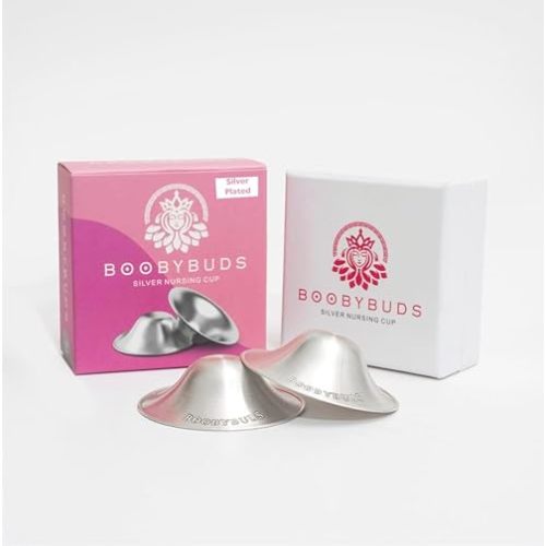 The Original Silver Nursing Cups 999 Silver - Nipple Shields for Breastfeeding Newborn - Nipple Covers - Soothe and Protect Sore Nipples (TriLaminate Silver)