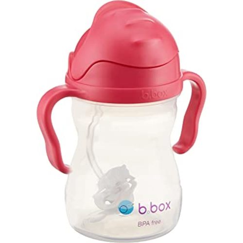 b.box Sippy Cup + Replacement Straw and Cleaner Pack, Includes 2 Weighted Straw  Sippy Cups (Raspberry & Grape)