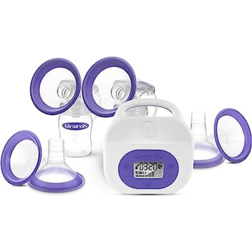 Lansinoh Smartpump 3.0 Double Electric Breast Pump, Portable and Rechargeable, Connects to Baby App, Hospital Strength Suction for Breastfeeding Moms
