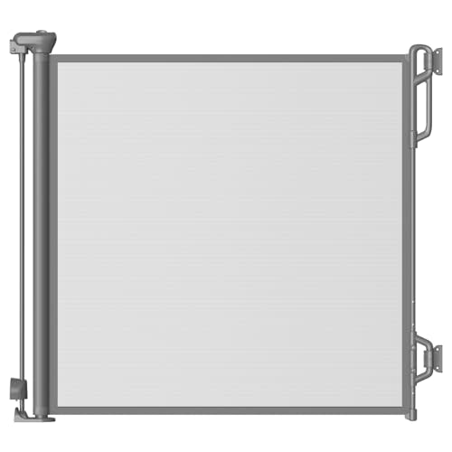 Spaceany Retractable Safety Baby Gate or Mesh Dog Gate,Durable Portable Mesh Retractable Gate,Easy to Use for Stairs, Doorways,Hallways, Indoor, Outdoor, 33.5" Tall, Extends to 55" Wide Gray