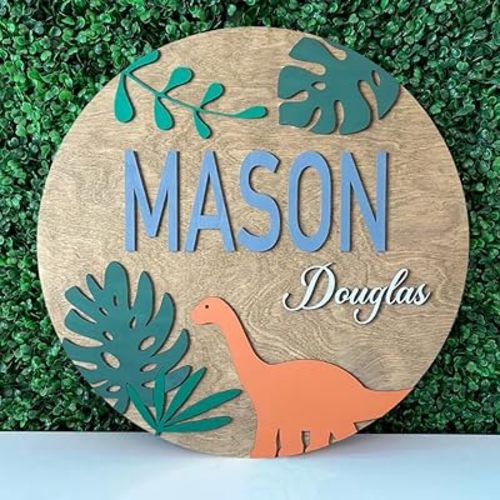 Dinosaur baby room decor, Personalized name sign for nursery, Dinosaur nursery decor, Wooden nursery name sign, Dinosaur Nursery name sign for boys, Wooden name signs for nursery gift, 7