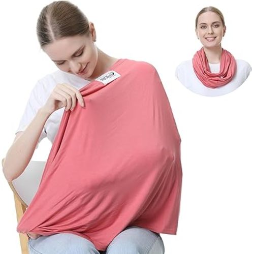 NeoTech Care Baby Nursing Cover Breastfeeding Scarf | Soft Fabric (Pink)