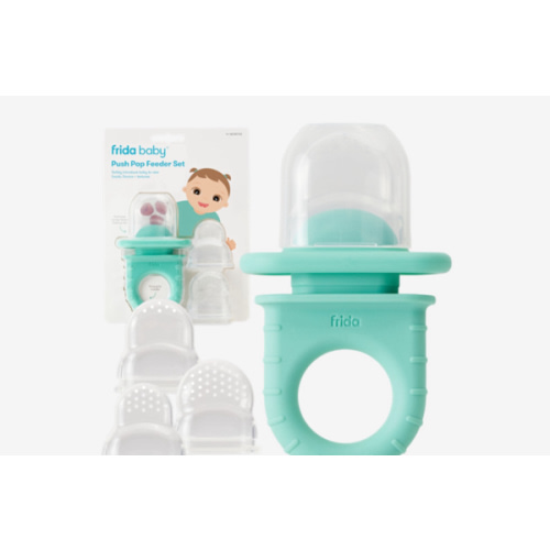 Frida Baby Push Pop Silicone Feeder, Baby Fruit Food Feeder to Safely Introduce New Foods, Fresh + Frozen, Breastmilk Popsicles, BPA Free, Dishwasher Safe | 3 Count, Teal