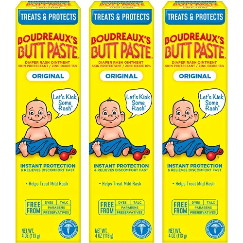 Original Boudreaux's Butt Paste Diaper Rash Ointment, 4 Oz, 3 Pack