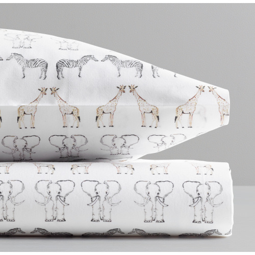 Watercolor Safari Animal Print Crib Fitted Sheet | RH Baby & Child
