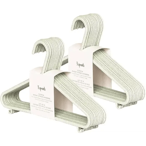 3 Sprouts Sustainable Wheat Straw Plastic Toddler & Kids Hangers – Pack of 30 Infant Baby Clothes Hangers for Closet Organization – Small Children's Hanger for Nursery, Speckled Green