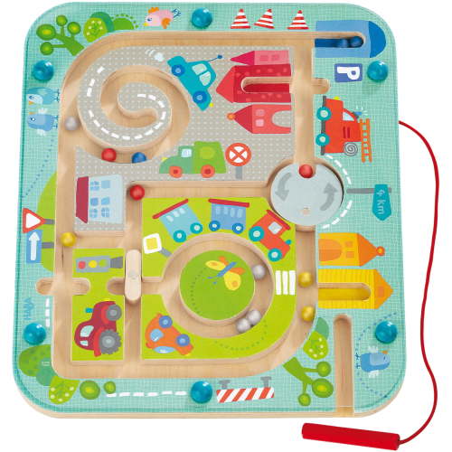 HABA Busy Board for Toddlers 2-4: Town Magnetic Maze Puzzle Game & Travel Toy