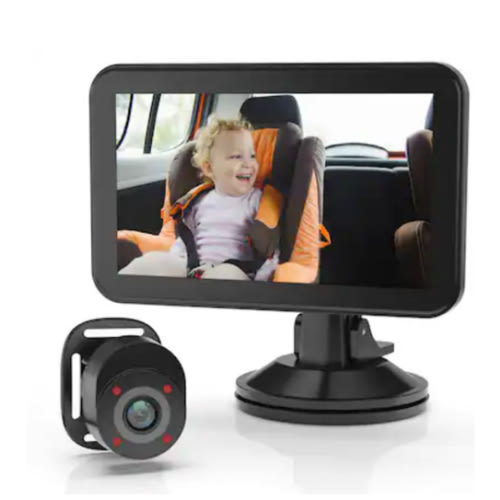Rexing - BC500 In-Car Baby Cam with Monitor – HD 1080p & Infrared Night Vision - Black