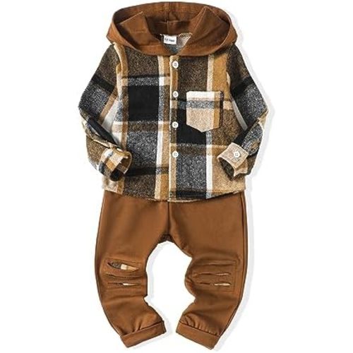 Renotemy Toddler Infant Baby Boy Clothes Outfit Long Sleeve Hoodie Sweatshirt Casual Fall Winter Clothes Set for Toddler Boy