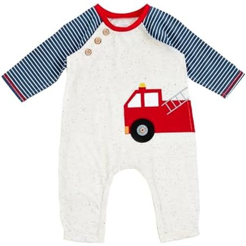 Mud Pie Unisex Baby Baby Boy Firetruck Raglan One Piece ;