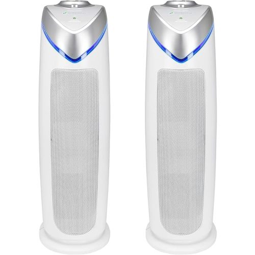 GermGuardian Air Purifier with HEPA 13 Filter, Removes 99.97% of Pollutants, Covers 743 Sq. Foot Room in 1 Hour, UV-C Light Helps Reduce Germs, 22 Inch, 2-Pack, White, AC4825W2PK