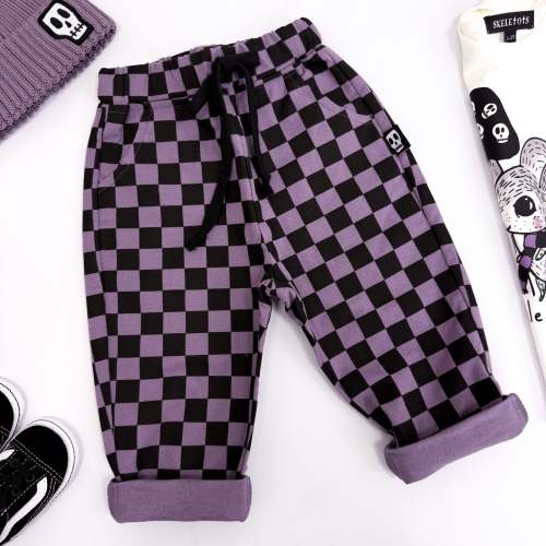 CHECKERBOARD SMOKEY LILAC & BLACK TROUSERS
