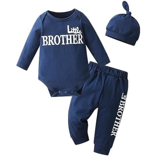 KuKitty Newborn Infant Baby Boy Clothes Long Sleeve Romper + Pants + Hat 3PCS Outfits Set