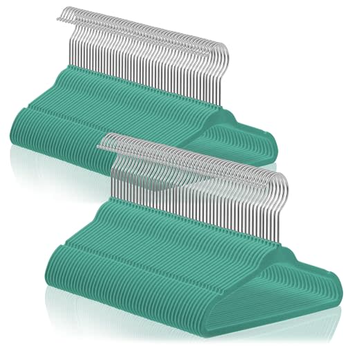 Casafield 100 Velvet Baby Hangers - 11" Size for Infant & Toddler Clothes - Teal