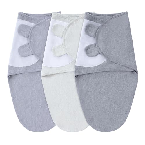 Bublo Baby Swaddles for Newborns - 3 Pack Organic Baby Swaddles for 0-3 Months - Baby Swaddle Sleep Sack - Infant Sleeping Swaddle Sack – Adjustable Swaddle Blanket Wrap Boy Girl (Brown-Cream-Grey)